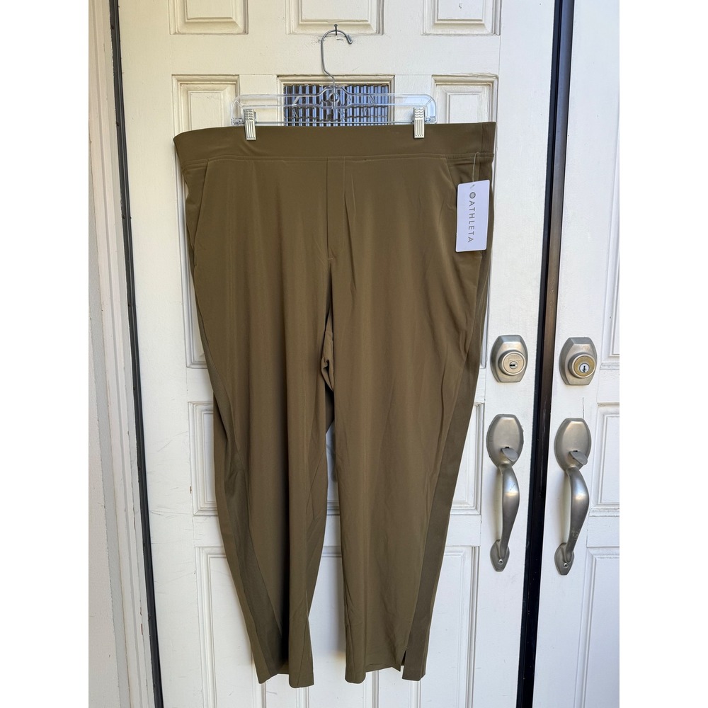 Athleta Brooklyn Ankle Pant Olive Green Featherweight Stretch Size 22 NWT